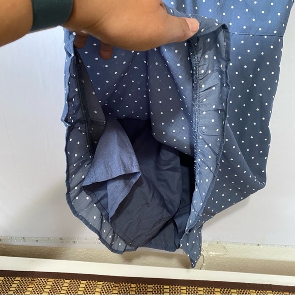 Abercrombie & Fitch Polka Dot Mini Dress Blue Ruffle Hem Size Large Preppy - Picture 6 of 12